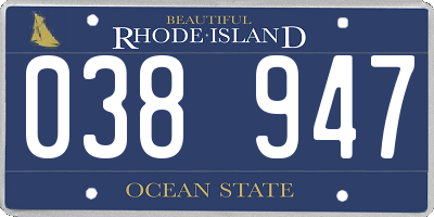 RI license plate 038947