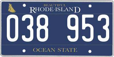 RI license plate 038953