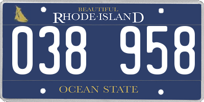 RI license plate 038958