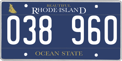RI license plate 038960