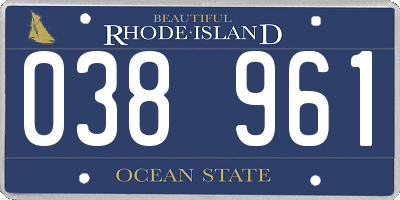 RI license plate 038961