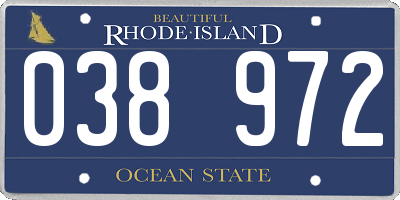 RI license plate 038972