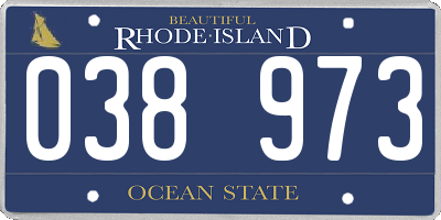 RI license plate 038973