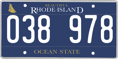 RI license plate 038978