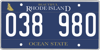 RI license plate 038980