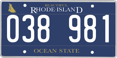 RI license plate 038981