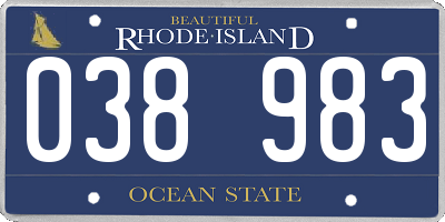 RI license plate 038983