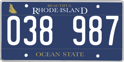 RI license plate 038987