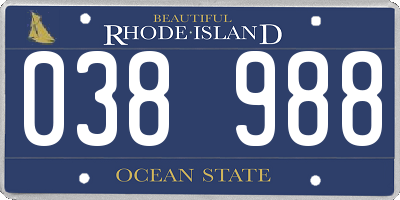 RI license plate 038988