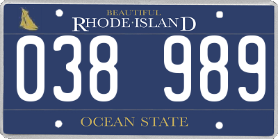 RI license plate 038989