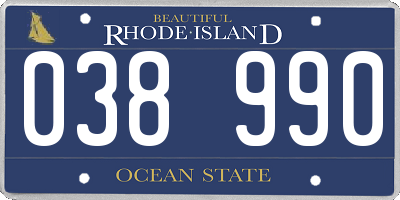 RI license plate 038990