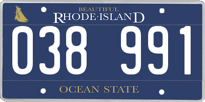 RI license plate 038991