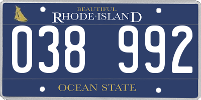 RI license plate 038992