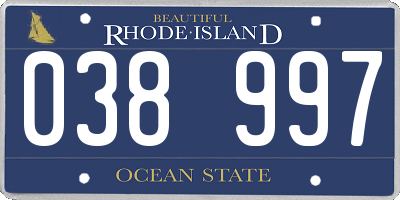 RI license plate 038997