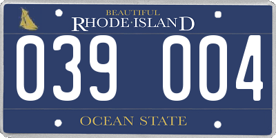 RI license plate 039004