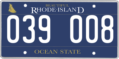RI license plate 039008