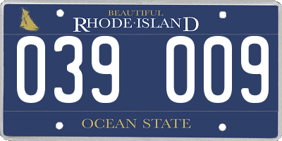RI license plate 039009
