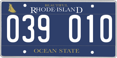 RI license plate 039010