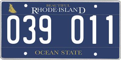 RI license plate 039011