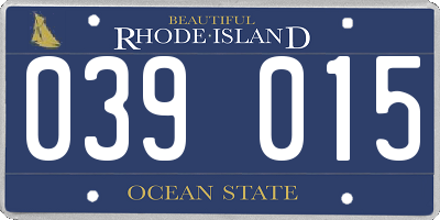 RI license plate 039015