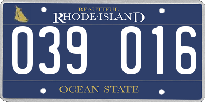 RI license plate 039016