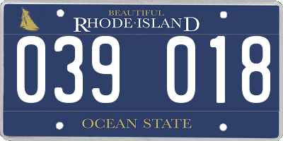RI license plate 039018