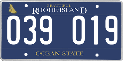 RI license plate 039019
