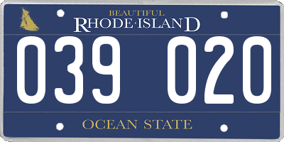 RI license plate 039020