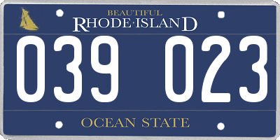 RI license plate 039023
