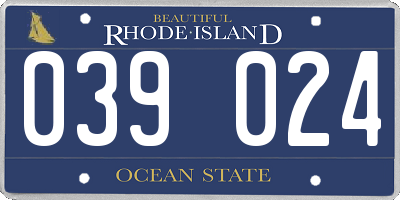 RI license plate 039024