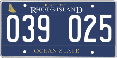 RI license plate 039025
