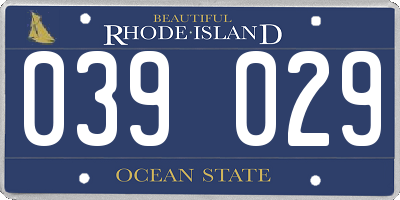 RI license plate 039029