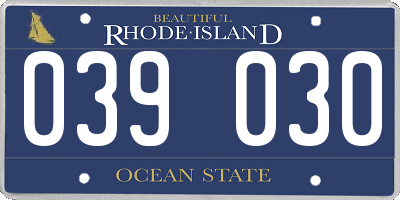 RI license plate 039030