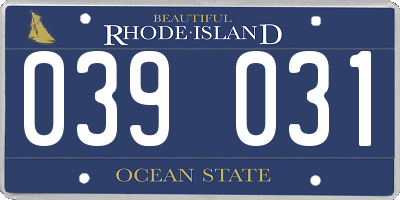 RI license plate 039031