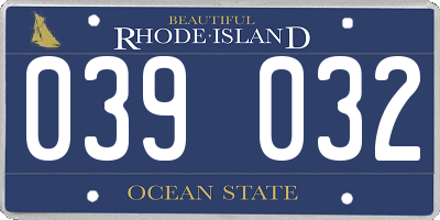 RI license plate 039032