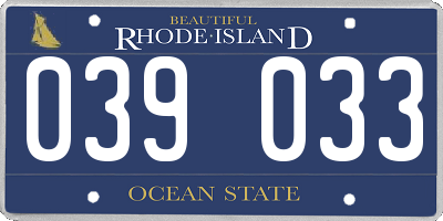 RI license plate 039033