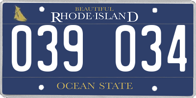 RI license plate 039034