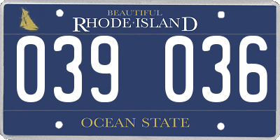 RI license plate 039036
