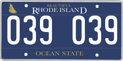 RI license plate 039039