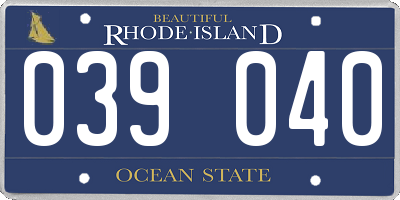 RI license plate 039040