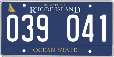 RI license plate 039041
