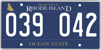 RI license plate 039042