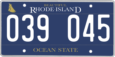 RI license plate 039045