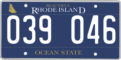 RI license plate 039046