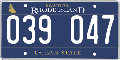 RI license plate 039047