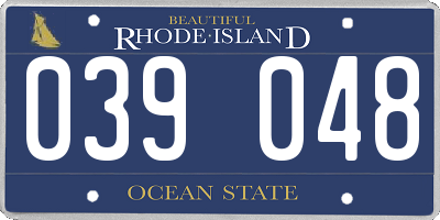 RI license plate 039048