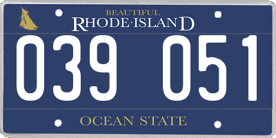 RI license plate 039051