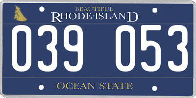 RI license plate 039053