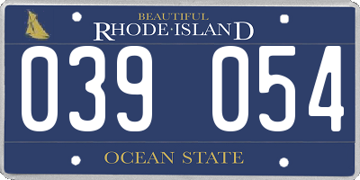 RI license plate 039054