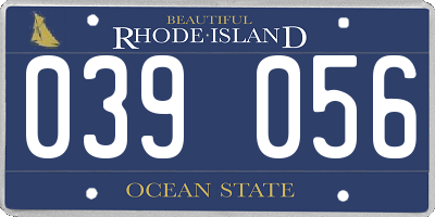 RI license plate 039056